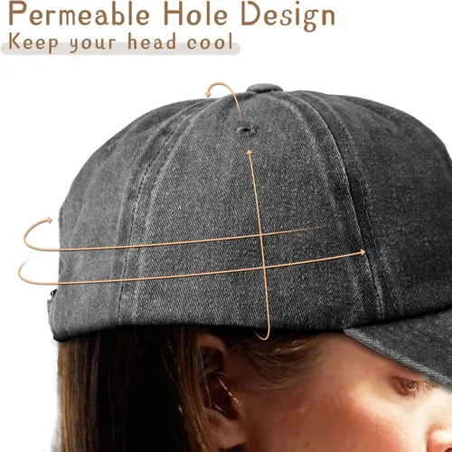 Vista 6 de Gorras de béisbol para mujer, de algodón, ajustables, estilo vintage, para el sol, alto y desordenado, para mujer