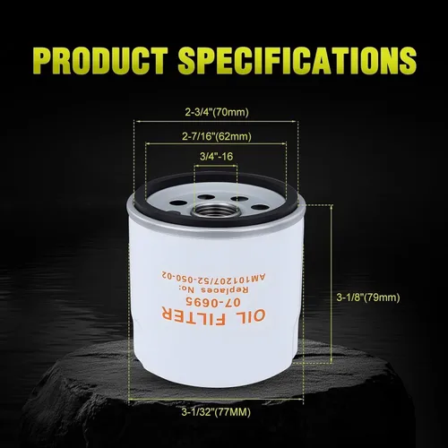Vista 7 de 52 050 02-S Filtro de aceite para Kohler 25 050 27-S Husqvarna AYP Poulan John Deere CH11-CH25 CV11-CV22 MV16-MV20 SV715 SV725 SV730 SV735 SV810
