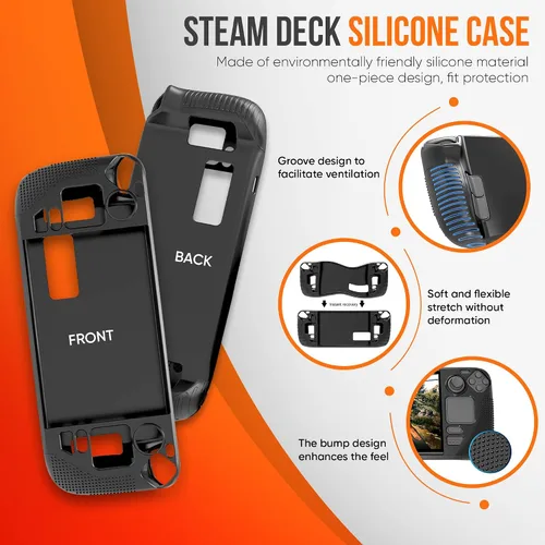 Vista 3 de Game Depot Steam Deck Video Game System Protective Bundle 2 Glass Protectors, 1 Silicone Console Case, and 2 Cleaning Kits Ultimate Protection