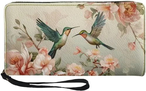 Vista 37 de Coldinair Cartera de piel sintética con cierre de cremallera para mujer, con bloqueo RFID, monedero para teléfono con correa para viaje, Añade tu