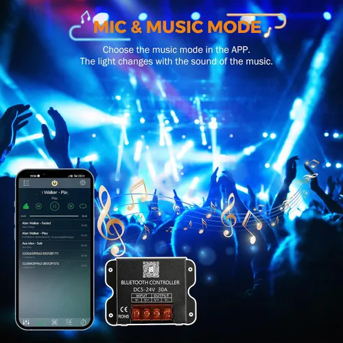 Vista 2 de BEAMNOVA Kit de luces comerciales azules de 100 pies, control remoto o de aplicación Bluetooth, transformador de fuente de alimentación de CA de 120