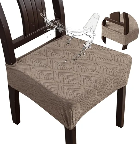Vista 12 de Fundas de asiento para silla de comedor, extraíbles y lavables, juego de 2, fundas de cojín de asiento de silla de jacquard, protectores