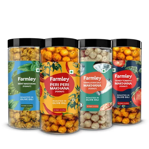 Vista 10 de Farmley Makhana Snacks saludables de proteínas Chips crujientes tostados y saborizados a base de plantas sin gluten (paquete de 1) Fox Nuts