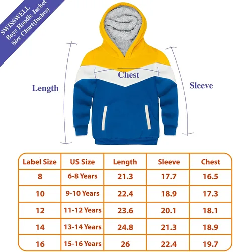 Vista 7 de Sudadera con capucha Swisswell, capucha con cierre completo para niños con forro de sherpa grueso