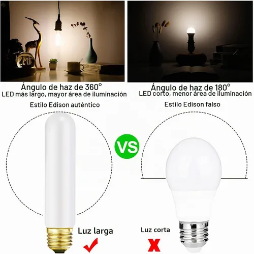 Vista 4 de Leools Bombilla LED esmerilada T10, bombilla LED tubular regulable E26, 8 W igual a 60 W, 3000 K, blanco suave, CRI90+, 600 lm, base E26 de T10