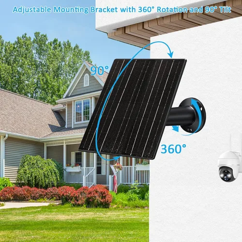 Vista 4 de Panel solar de 10 W con batería de 10400 mAh para cámaras de seguridad y sendero, salida ajustable de 5 V/12 V, enchufes USB-C y CC, IP66