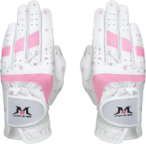 Vista 9 de MAZEL Guantes de golf para niños y niñas, para mano derecha e izquierda (1 par) guantes de golf transpirables de microfibra para jóvenes, blanco