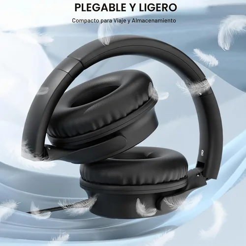 Vista 3 de Auriculares con cable USB C sobre la oreja con micrófono, control de volumen, puerto compartido y diadema ajustable, auriculares estéreo plegables