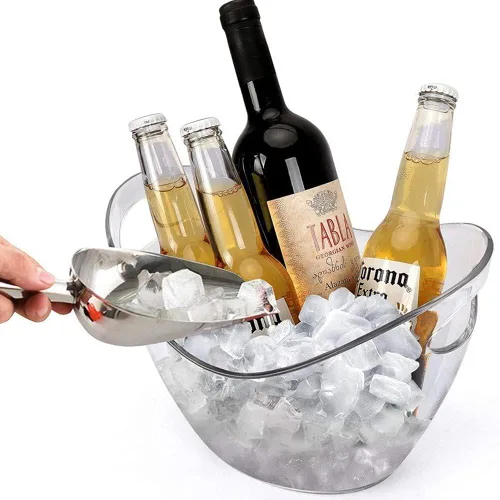 Vista 4 de Enfriador de vino y tina de bebidas para fiestas, cubo de hielo acrílico transparente de grado alimenticio, bañera de almacenamiento de 3.5 litros
