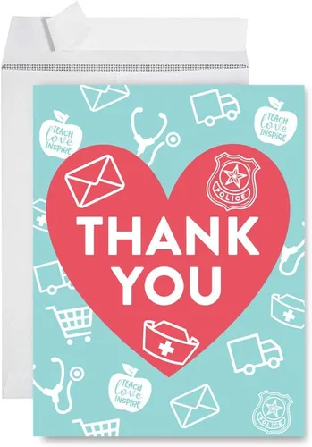 Vista 46 de Andaz Press Social Distancing Thank You - Tarjeta jumbo de 8.5 x 11 pulgadas, AF esencial, tarjeta de felicitación de agradecimiento en blanco