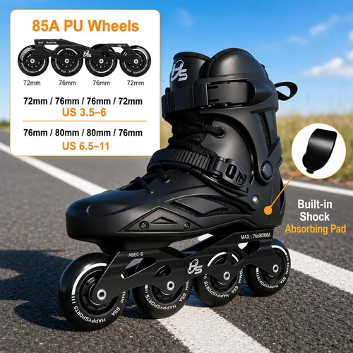 Vista 5 de Patines en línea para mujeres y hombres, patines profesionales de fitness con ruedas de poliuretano para hombres y mujeres, patines de alto