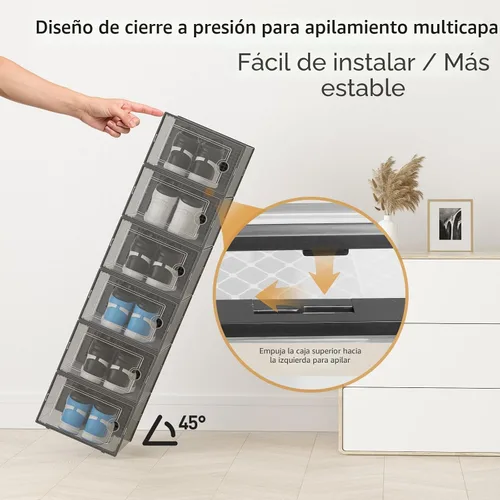 Vista 6 de Kuject - Cajas de almacenamiento de zapatos extragrandes con paquetes de carbón activado para armario 12 Pack, Odor Absorber, Stackable, Fits Men