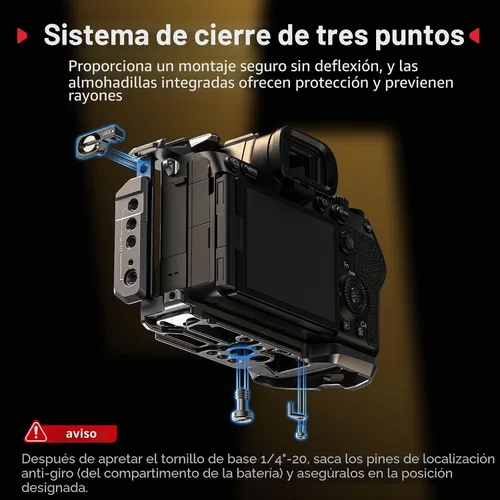 Vista 3 de SmallRig Kit avanzado de jaula A7 V / A7R V / A7 IV Para Sony Alpha 7R V/Alpha 7 IV/ Alpha 7 V, incluye un mango superior/mango lateral/abrazadera