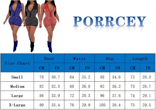 Vista 7 de PORRCEY - Enterizo para mujer, sin mangas, con medias y decoraciones brillantes, atuendo sensual para noche de fiesta o club