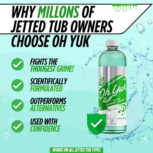 Vista 7 de Oh Yuk Paquete de limpiador de tina y descalcificador de cafetera Jetted Elimina el yuk, la espuma de jabón y los aceites de los chorros, limpia