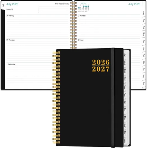 Vista 25 de Agenda 2026 – Agenda semanal y mensual de enero de 2026 a diciembre de 2026, planificador 2026 encuadernado en espiral con 12 pestañas mensuales