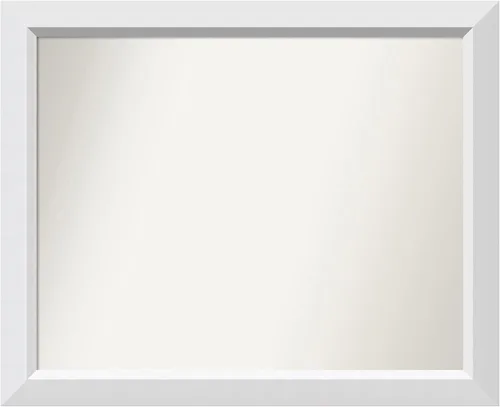 Vista 54 de Amanti Art Espejo de baño blanco para sobre el fregadero, 24 x 26 pulgadas, espejo rectangular blanco y blanco, marco de madera contemporáneo
