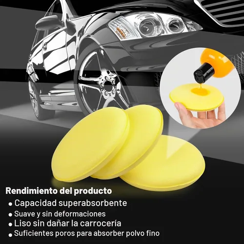 Vista 4 de PSLER 24 almohadillas aplicadoras de cera para automóvil, almohadillas
