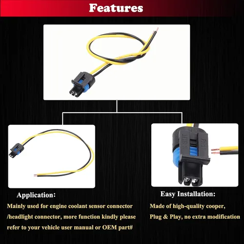 Vista 4 de 2 piezas PT2386 profesional multiusos pigtail 88862305 88987183 85100 enigine conector de sensor de temperatura del refrigerante / arnés de conector