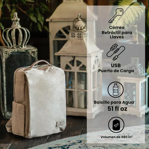 Vista 6 de Nordace Siena II Mini mochila inteligente para uso diario con puerto de carga USB, resistente al agua, elegante mochila para portátil para tareas