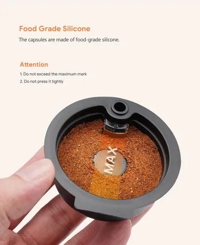 Vista 2 de Cápsulas de café recargables, cápsulas de café reutilizables de 7.4 fl oz para máquina de café Bosch Tas, cápsulas de café recargables con tapa
