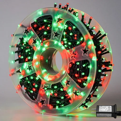 Vista 25 de QITONG Guirnalda de 500 luces LED de Navidad de 165 pies para exteriores, impermeable, luces multicolor con 8 modos, cable verde, luces parpadeantes