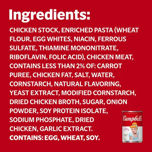 Vista 10 de Campbell's Sopa condensada para niños, pasta de Disney Princess Cool Shapes con pollo en caldo de pollo, lata de 10.5 onzas (paquete de 4)