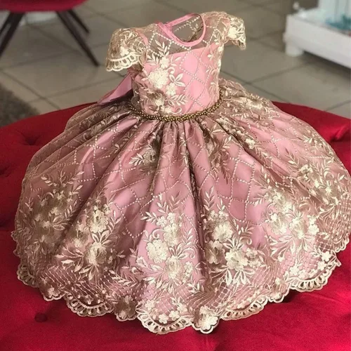 Vista 2 de NNJXD - Elegante vestido de princesa con cinturón de lazo de tul, de algodón y estampado de flores.