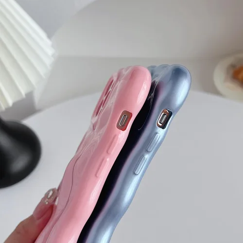 Vista 5 de Caseative Patrón de ondas onduladas de agua, color caramelo, suave, compatible con iPhone (azul, iPhone 12 Pro)