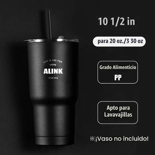 Vista 2 de ALINK Paquete de 12 popotes negros reutilizables, de plástico duro de 10.5 pulgadas de largo, para vasos Stanley, YETI, Mason Jar, Starbucks de 16