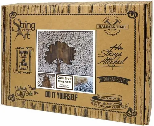 Vista 2 de String of the Art Kit de arte de cuerda de árbol de roble, hecho en Estados Unidos, kit de manualidades para adultos, madera de pino teñida