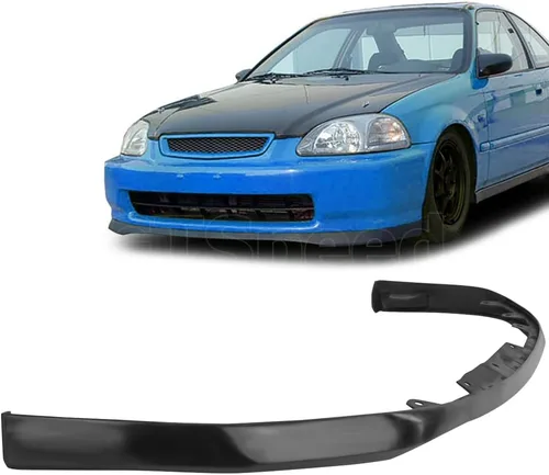 Vista 7 de Compatible con/Reemplazo para Labio de Parachoques Delantero, Spoiler de Labio Delantero PU Estilo MU Negro, Se Ajusta a Honda Civic Coupe Hatchback