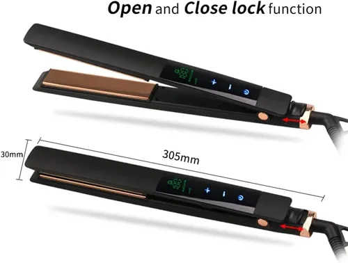 Vista 7 de Plancha de pelo profesional con pantalla LCD, personalizable, color negro