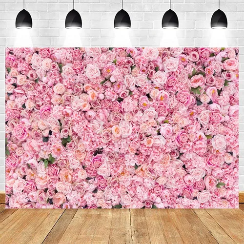 Vista 3 de Flores de pared de rosas rojas y rosadas de 7 x 5 pies, fondos para fotografía de boda, despedida de soltera, baby shower, fondo de fotos, postre