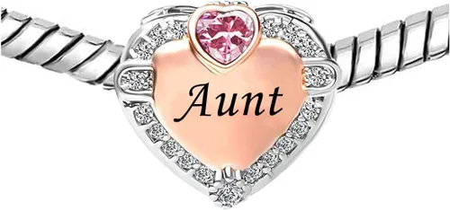 Vista 3 de Dijes de cuentas de amor con forma de corazón de oro rosa, compatible con pulseras Pandora, joyería de cumpleaños