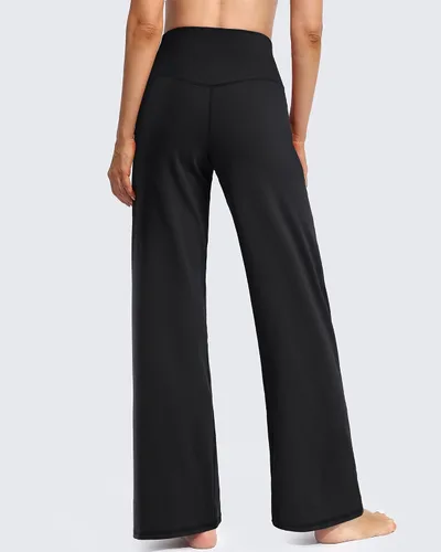 Vista 6 de Promover Pantalones de yoga de pierna ancha para mujer, pantalones holgados y cómodos con bolsillos, pantalones elásticos de cintura alta