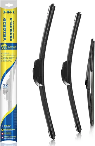 Vista 18 de Paquete de 3 plumas limpiaparabrisas delanteros y traseros para automóviles, calidad original de fábrica, 20 pulgadas, 20 pulgadas, 12 pulgadas