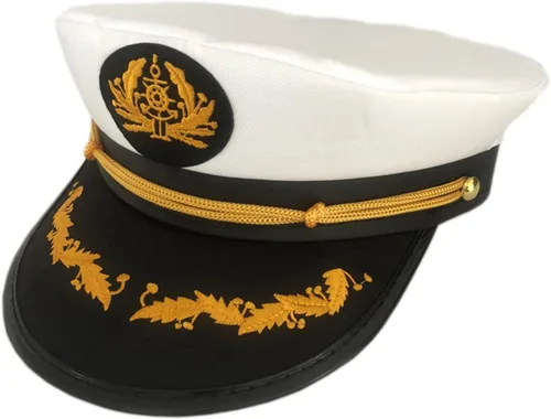Vista 3 de LUOZZY 3 piezas de sombrero de capitán para hombres y mujeres, sombrero de marinero bordado Almirante azul marino, sombrero de capitán y marineros