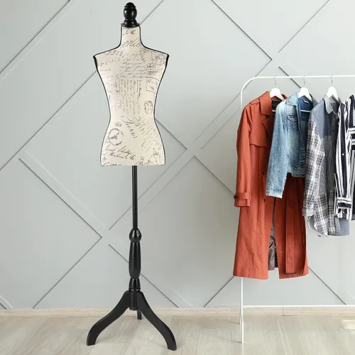 Vista 4 de Forma de vestido de torso de maniquí de altura ajustable con soporte de trípode resistente para decoración del hogar, exhibición de joyas y ropa