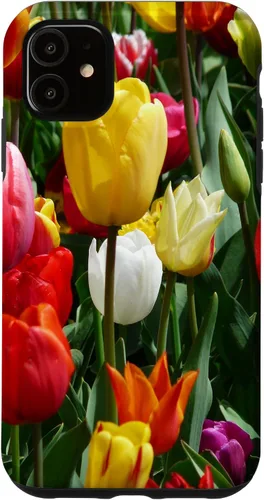Vista 8 de Funda botánica para iPhone 17 con flores coloridas y tulipanes para amantes de las plantas