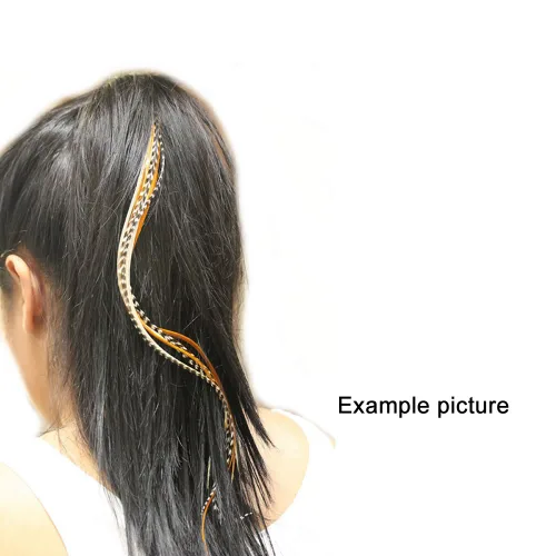 Vista 6 de Sexy Sparkles Kit de extensiones de pelo de plumas, 20 plumas de gallo genuinas (8-11 pulgadas) con 20 microcuentas de silicona + herramienta