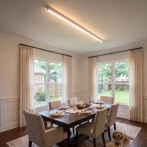 Vista 12 de Lámpara LED de techo negra, moderna y simple, instalación de superficie de techo de tira larga, adecuada para sala de estar, dormitorio, pasillo