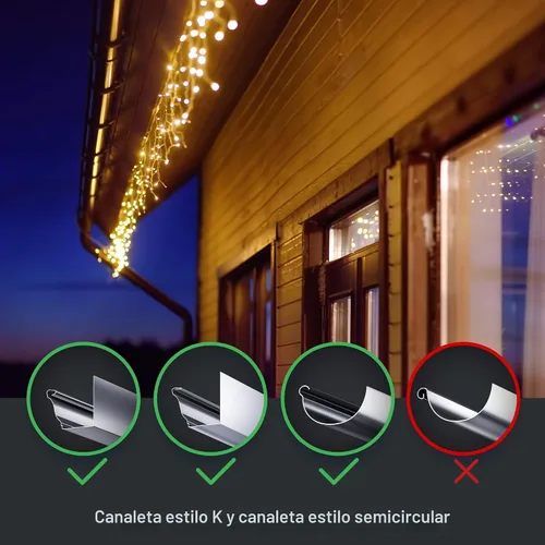 Vista 3 de Clips de canalón para colgar luces al aire libre, plástico translúcido, 100