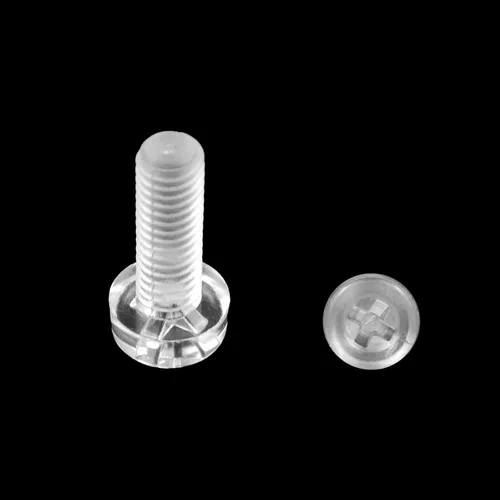 Vista 4 de Juego de 100 tornillos y tuercas acrílicas transparentes de 0.28 pulgadas de diámetro, cabeza redonda, Phillips, tornillos de plástico con tuercas
