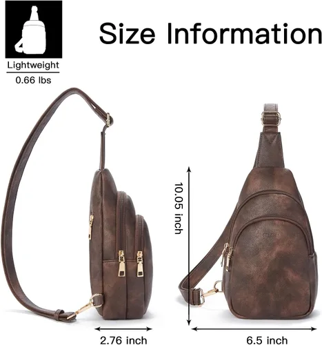 Vista 26 de Telena Riñonera pequeña para mujer, de cuero, cangureras, bolsa de pecho para mujer