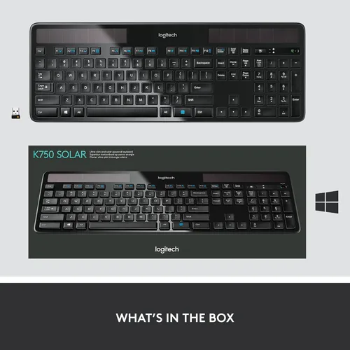 Vista 8 de Teclado solar inalámbrico K750, de Logitech , Negro talla única