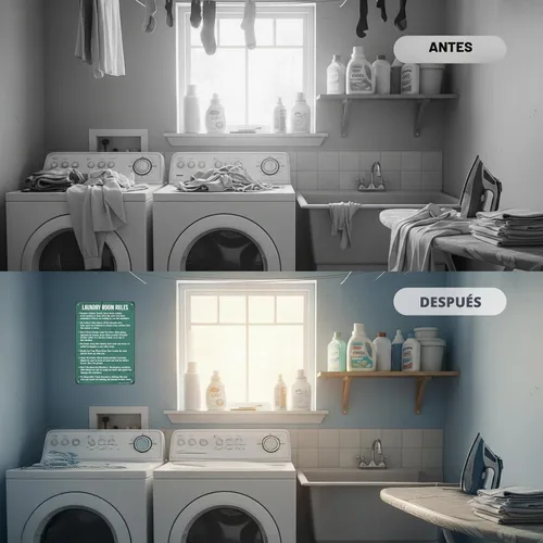 Vista 7 de SmartSign Letrero de metal para lavandería con texto en inglés «Laundry Room Rules – Remove Clothes, Be Clean», 14 x 10 pulgadas, aluminio laminado
