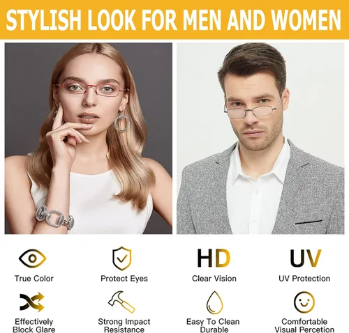 Vista 6 de Folding Reading Glasses Blue Light Blocking, Soft Nose Pad Spring Hinge Portable Thin Readers for Men Women 3 Pack