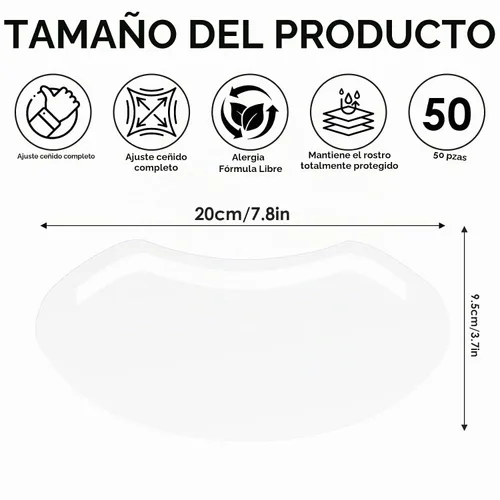 Vista 2 de 50 protectores faciales y desechables transparentes para ducha y cortes de 50 Pcs