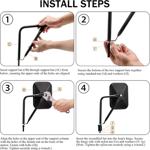 Vista 7 de CALBEAU Espejos para puertas apagadas, paquete de 2 espejos cuadrados de aventura lateral para Jeep Wrangler CJ YJ TJ JK JL JT Unlimited Accesorios